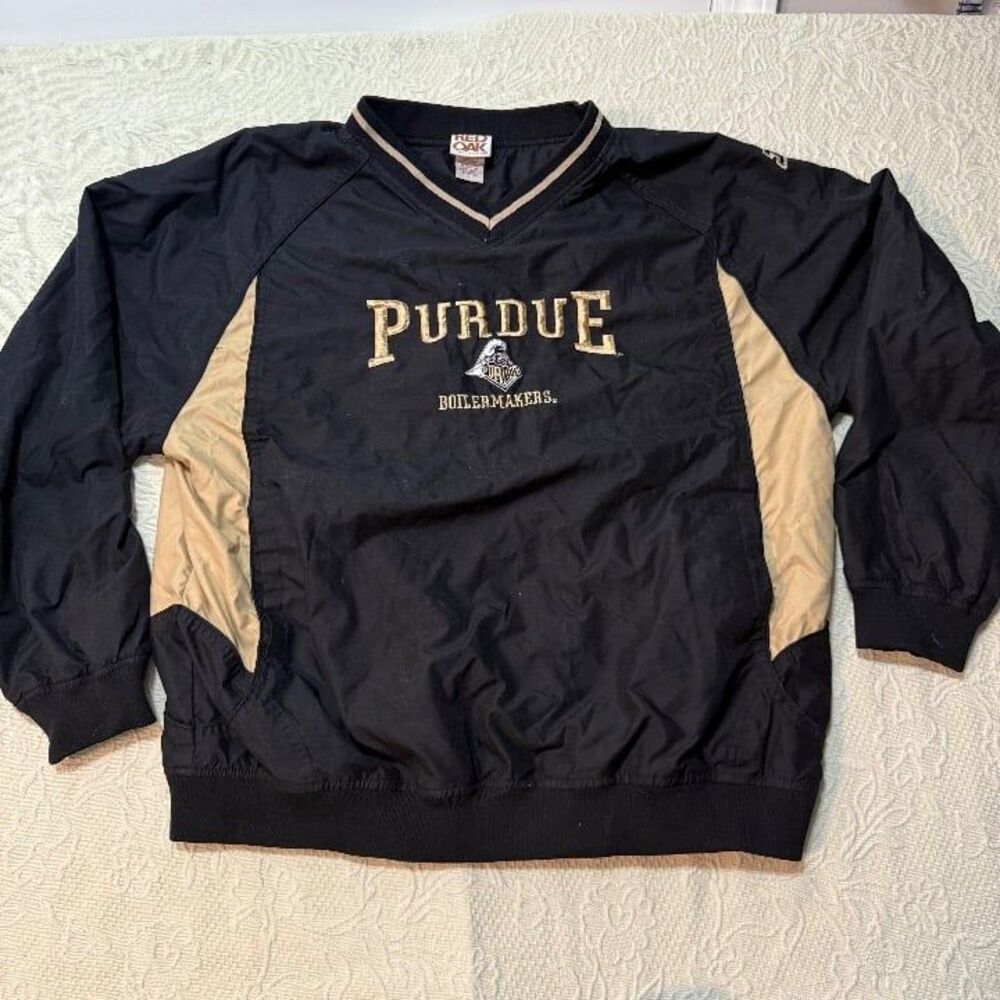 Vintage 90s Red Oak Purdue Boilermakers V-Neck Windbreaker Size L